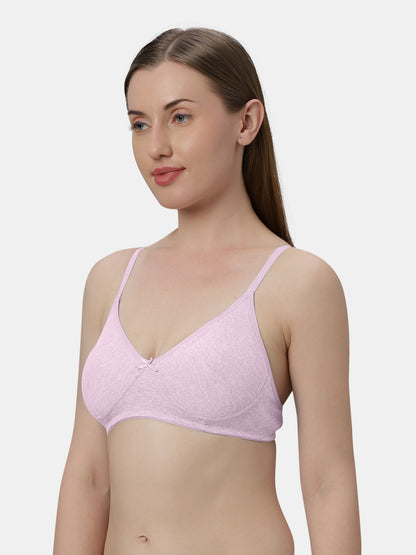 Medium Coverage Non Wired Non Padded Polyester Cotton Everyday Bra with Seamless Cups - Smile