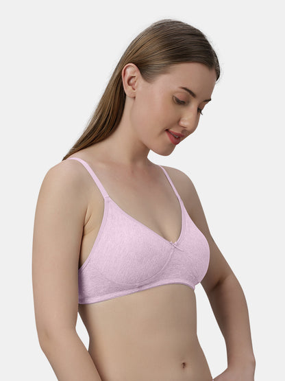Medium Coverage Non Wired Non Padded Polyester Cotton Everyday Bra with Seamless Cups - Smile