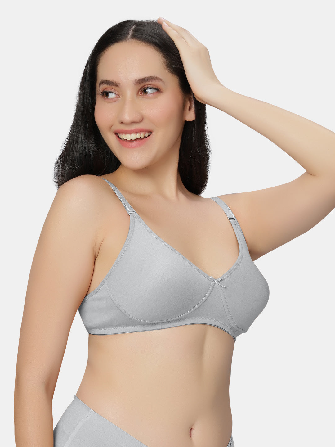 Padded-Non-Wired-T-shirt-Bra-Medium-Coverage-Knox-Grey-Front-Left