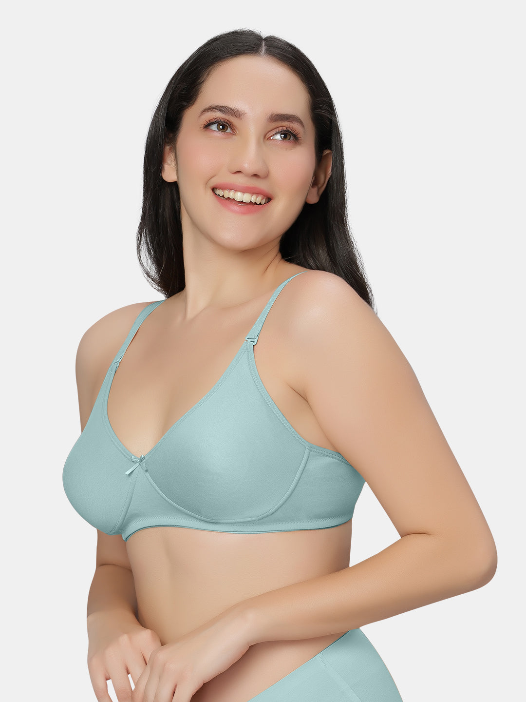 Padded-Non-Wired-T-shirt-Bra-Medium-Coverage-Knox-IGreen-Left