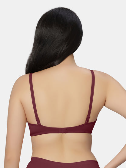 Padded-Non-Wired-T-shirt-Bra-Medium-Coverage-Knox-Maroon-Front-Front