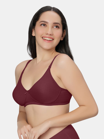 Padded-Non-Wired-T-shirt-Bra-Medium-Coverage-Knox-Maroon-Front-Left