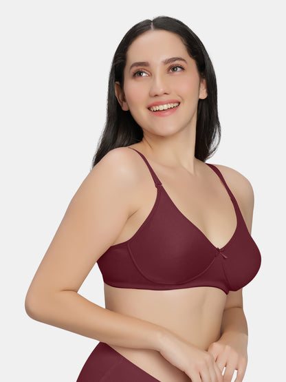 Padded-Non-Wired-T-shirt-Bra-Medium-Coverage-Knox-Maroon-Front-Right