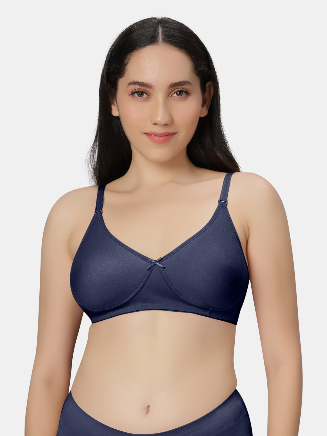 Padded-Non-Wired-T-shirt-Bra-Medium-Coverage-Knox-Navy-Front