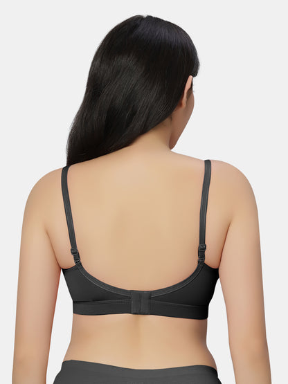 Padded-Non-Wired-T-shirt-Bra-with-Full-Coverage-and-Detachable-Convertible-Straps-in-Polyester-Elastane-Kim-Black-Back