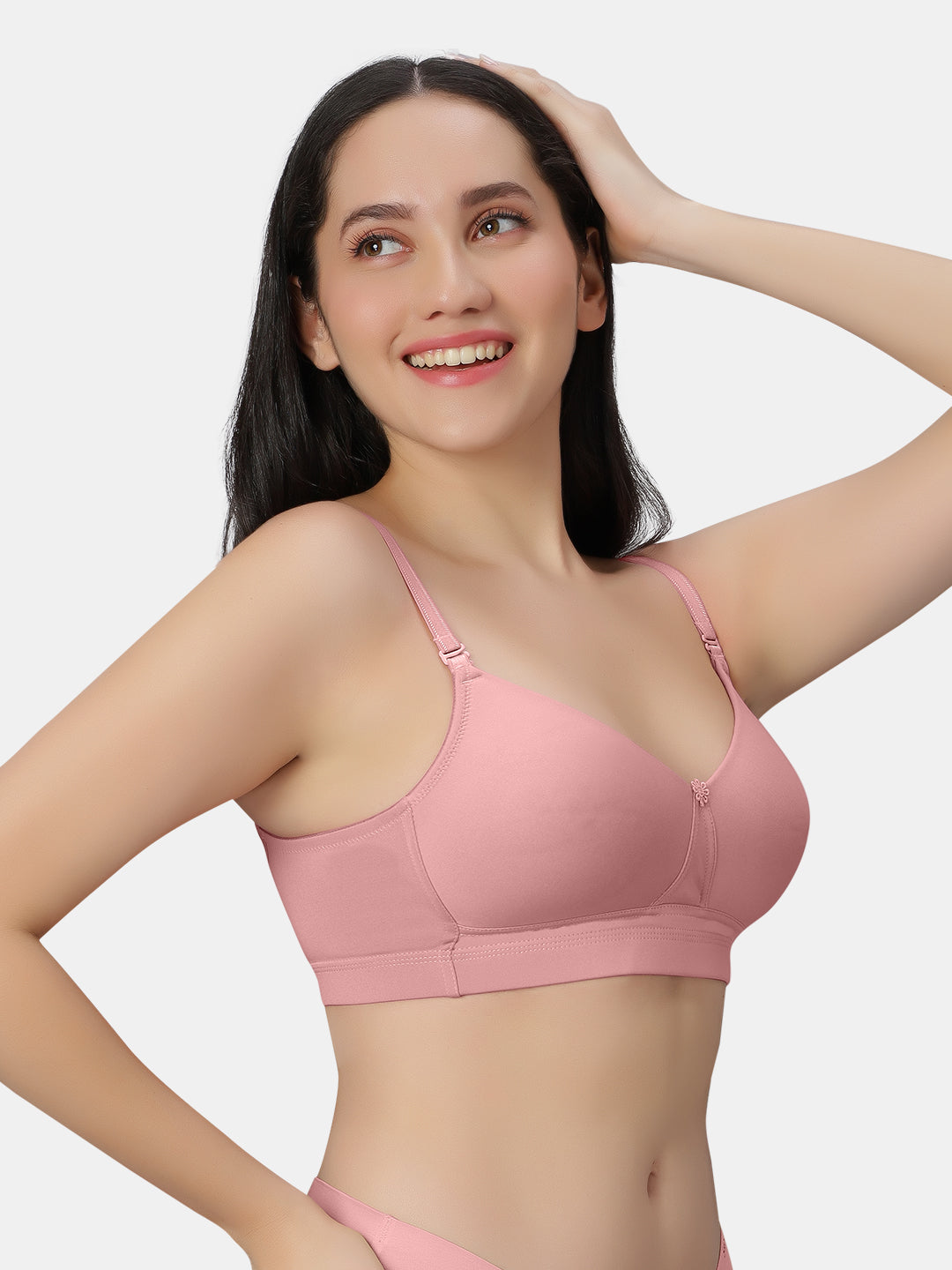 Padded-Non-Wired-T-shirt-Bra-with-Full-Coverage-and-Detachable-Convertible-Straps-in-Polyester-Elastane-Kim-Peach-Left