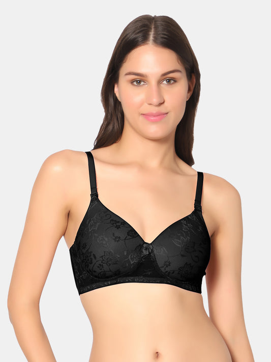 Padded-Wirefree-Nylon-Spandex-Medium-Coverage-Everyday-Bra-with-Detachable-Straps–Soda-Black-Front