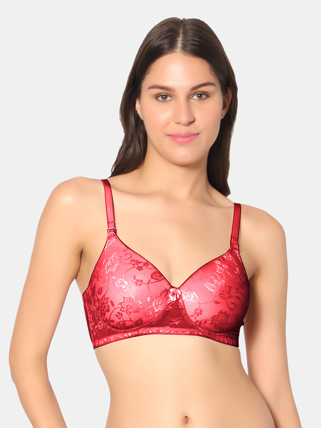 Padded-Wirefree-Nylon-Spandex-Medium-Coverage-Everyday-Bra-with-Detachable-Straps–Soda-Red-Front