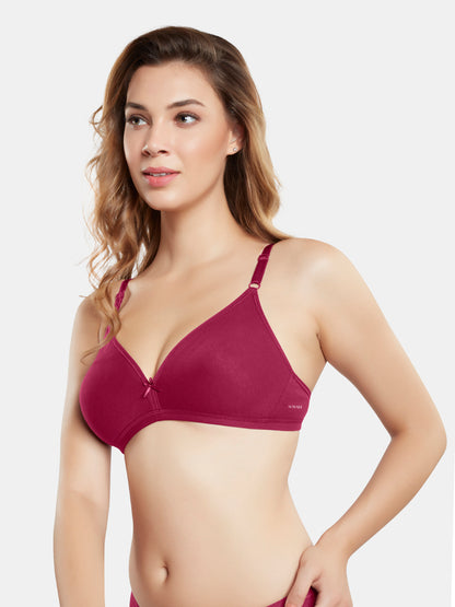 Non Padded Wirefree Medium Coverage Polyester Cotton Everyday Bra with Adjustable Straps – OMANIA