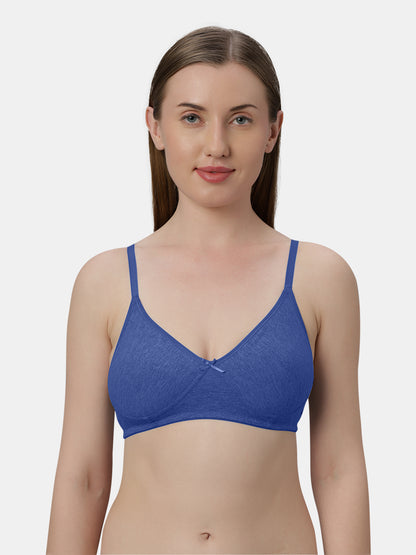 Medium Coverage Non Wired Non Padded Polyester Cotton Everyday Bra with Seamless Cups - Smile