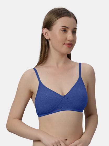 Medium Coverage Non Wired Non Padded Polyester Cotton Everyday Bra with Seamless Cups - Smile