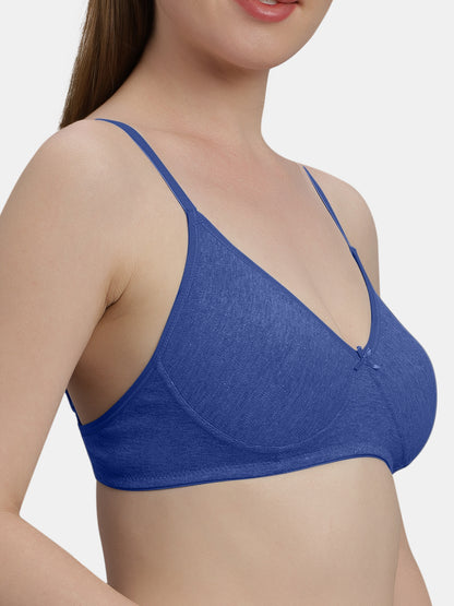 Medium Coverage Non Wired Non Padded Polyester Cotton Everyday Bra with Seamless Cups - Smile