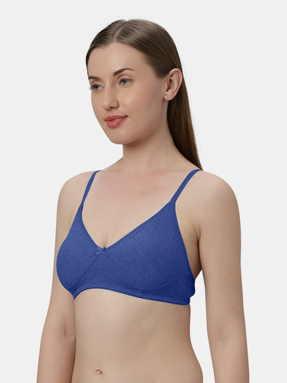 Medium Coverage Non Wired Non Padded Polyester Cotton Everyday Bra with Seamless Cups - Smile