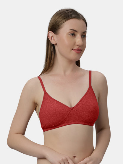 Medium Coverage Non Wired Non Padded Polyester Cotton Everyday Bra with Seamless Cups - Smile