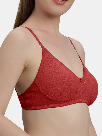 Medium Coverage Non Wired Non Padded Polyester Cotton Everyday Bra with Seamless Cups - Smile