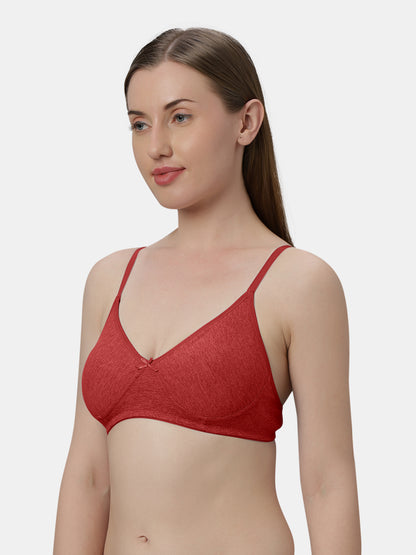 Medium Coverage Non Wired Non Padded Polyester Cotton Everyday Bra with Seamless Cups - Smile