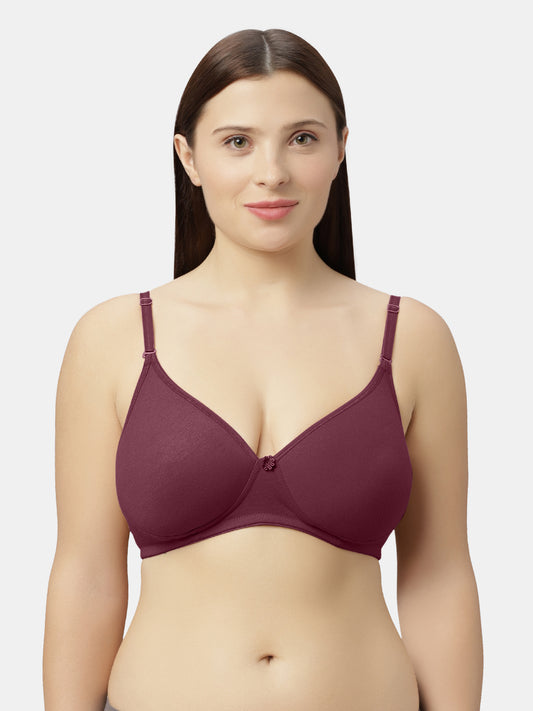 Medium Coverage Padded Cotton Spandex Bra with Detachable Adjustable Strap and Strap Converter Hook and Eye Closure - Rio