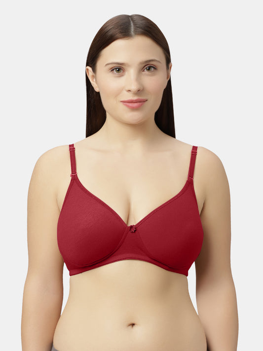 Medium Coverage Padded Cotton Spandex Bra with Detachable Adjustable Strap and Strap Converter Hook and Eye Closure - Rio