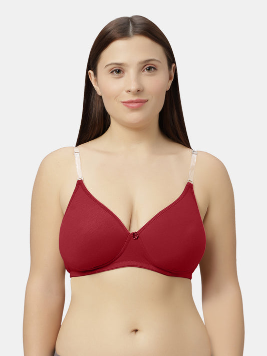 Medium Coverage Padded Cotton Spandex Bra with Detachable Adjustable Strap and Strap Converter Hook and Eye Closure - Rio