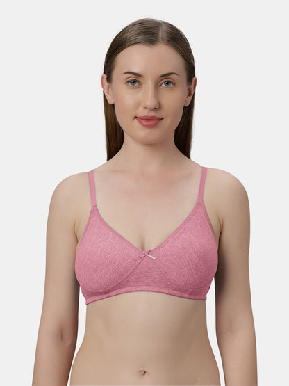 Medium Coverage Non Wired Non Padded Polyester Cotton Everyday Bra with Seamless Cups - Smile