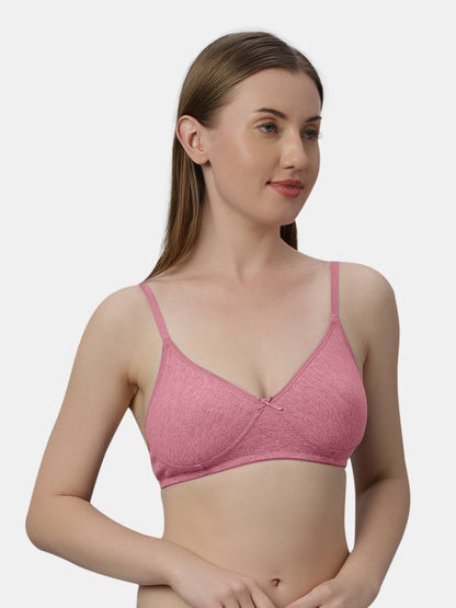 Medium Coverage Non Wired Non Padded Polyester Cotton Everyday Bra with Seamless Cups - Smile