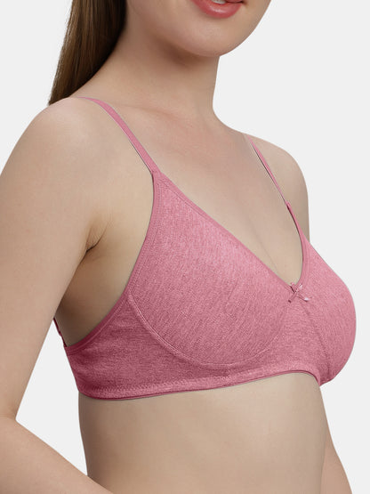 Medium Coverage Non Wired Non Padded Polyester Cotton Everyday Bra with Seamless Cups - Smile