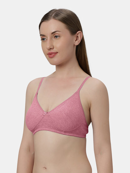 Medium Coverage Non Wired Non Padded Polyester Cotton Everyday Bra with Seamless Cups - Smile