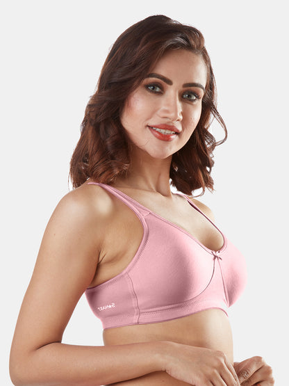 Non-Padded Non-Wired Molded Comfort Bra with Medium Coverage and Adjustable Straps in Cotton-Polyester - Yaris