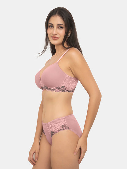 Padded Wirefree Medium Coverage Floral Lace Bridal Lingerie Set with U-Back – SERA
