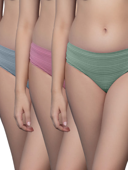 Low Rise Everyday Comfort Hipster Panty with Full Coverage, Concealed Waistband, Lining Pattern - SH 306