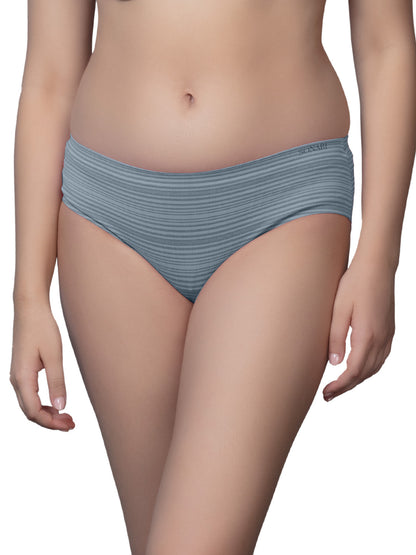 Low Rise Everyday Comfort Hipster Panty with Full Coverage, Concealed Waistband, Lining Pattern - SH 306