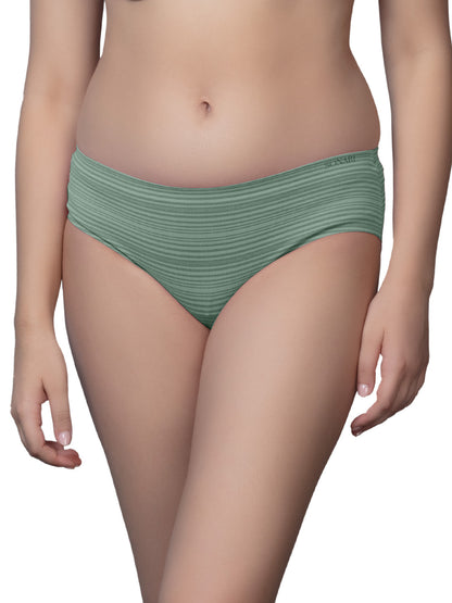 Low Rise Everyday Comfort Hipster Panty with Full Coverage, Concealed Waistband, Lining Pattern - SH 306