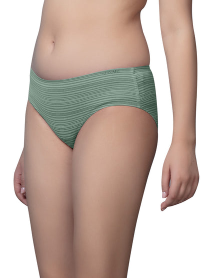 Low Rise Everyday Comfort Hipster Panty with Full Coverage, Concealed Waistband, Lining Pattern - SH 306