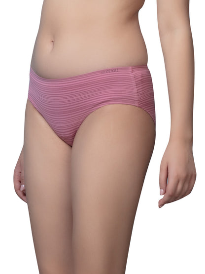 Low Rise Everyday Comfort Hipster Panty with Full Coverage, Concealed Waistband, Lining Pattern - SH 306