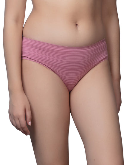 Low Rise Everyday Comfort Hipster Panty with Full Coverage, Concealed Waistband, Lining Pattern - SH 306