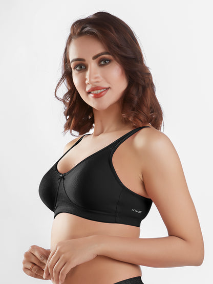 "Non Padded Wirefree Cotton Polyester Medium Coverage Moulded Comfort Bra with Adjustable Straps – Yaris "