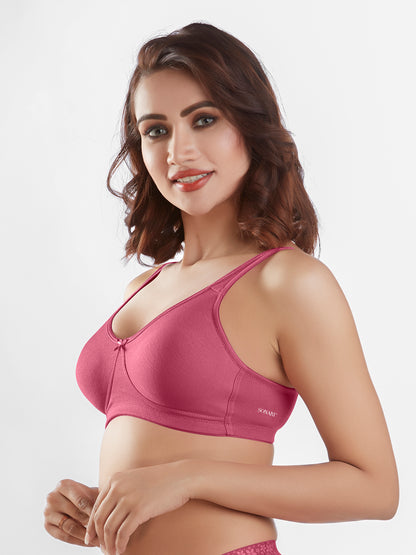 "Non Padded Wirefree Cotton Polyester Medium Coverage Moulded Comfort Bra with Adjustable Straps – Yaris "