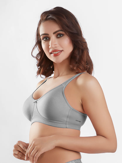 "Non Padded Wirefree Cotton Polyester Medium Coverage Moulded Comfort Bra with Adjustable Straps – Yaris "