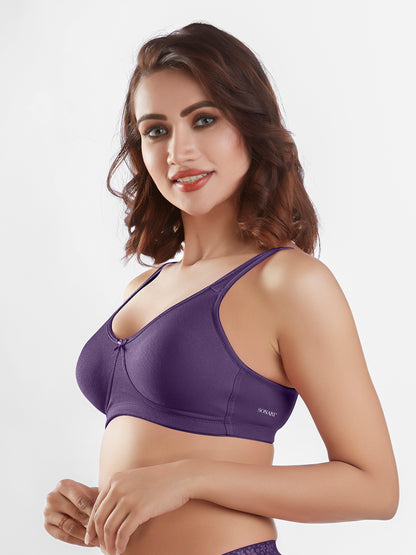 "Non Padded Wirefree Cotton Polyester Medium Coverage Moulded Comfort Bra with Adjustable Straps – Yaris "