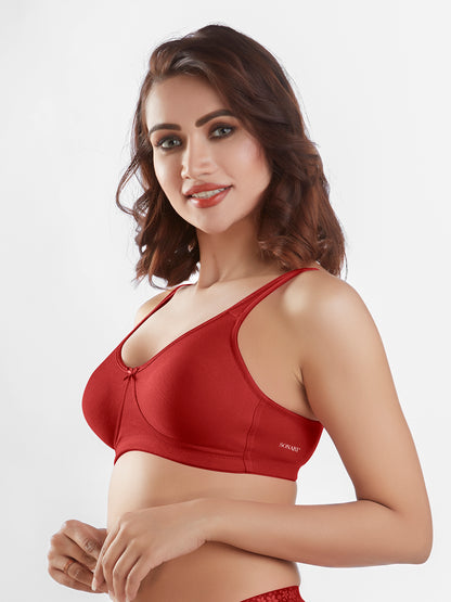 "Non Padded Wirefree Cotton Polyester Medium Coverage Moulded Comfort Bra with Adjustable Straps – Yaris "