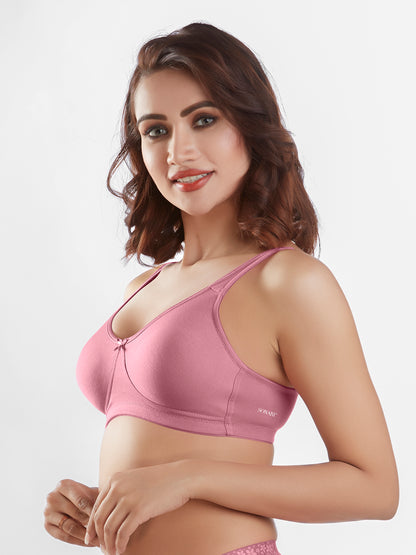 "Non Padded Wirefree Cotton Polyester Medium Coverage Moulded Comfort Bra with Adjustable Straps – Yaris "