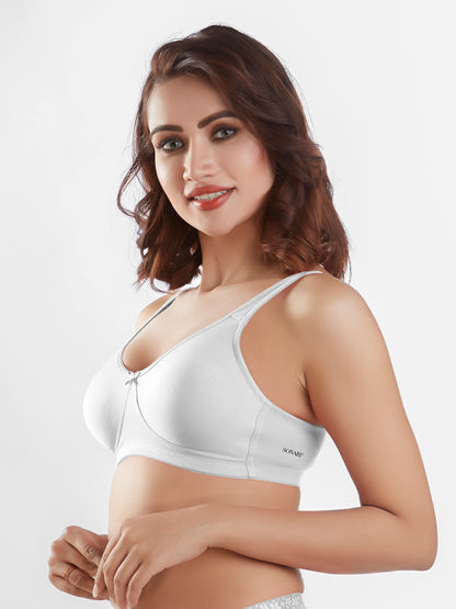 "Non Padded Wirefree Cotton Polyester Medium Coverage Moulded Comfort Bra with Adjustable Straps – Yaris "