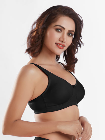 "Non Padded Wirefree Cotton Polyester Medium Coverage Moulded Comfort Bra with Adjustable Straps – Yaris "