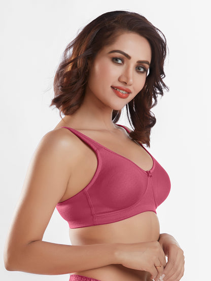 "Non Padded Wirefree Cotton Polyester Medium Coverage Moulded Comfort Bra with Adjustable Straps – Yaris "