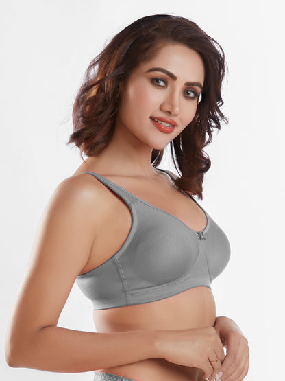 "Non Padded Wirefree Cotton Polyester Medium Coverage Moulded Comfort Bra with Adjustable Straps – Yaris "