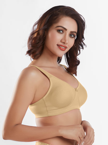 "Non Padded Wirefree Cotton Polyester Medium Coverage Moulded Comfort Bra with Adjustable Straps – Yaris "