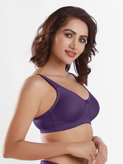 "Non Padded Wirefree Cotton Polyester Medium Coverage Moulded Comfort Bra with Adjustable Straps – Yaris "