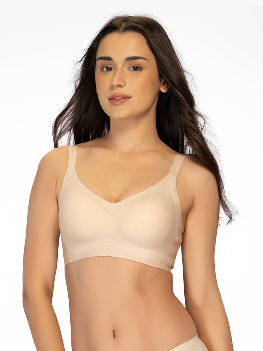 Padded Full Coverage Seamless Wirefree Bra with Nylon Spandex Side Support – SM 104