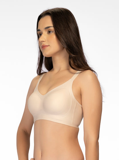 Sonari SM 104 Padded Full Coverage Seamless Wirefree Bra for Women | Nylon Spandex Side Support