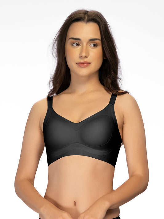 Women’s Full Coverage Padded Wire-Free Seamless Bra | Nylon Spandex Blend, Wide Hook & Eye Closure & Side Support- SM 104